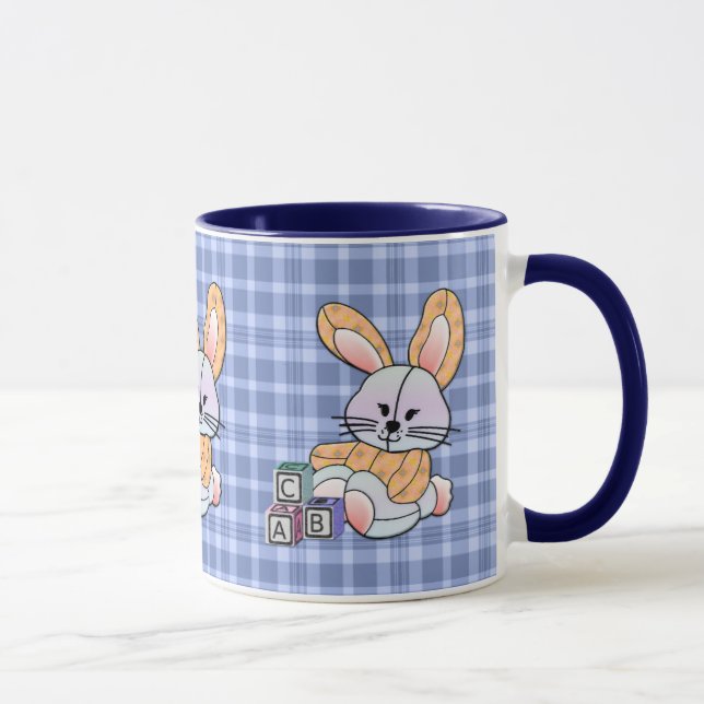 Mug Infirmière personnalisée Plaid Bleu - Lapin (Droite)