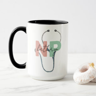 Mug Infirmière personnalisée Praticien Rétro NP Nom Ca