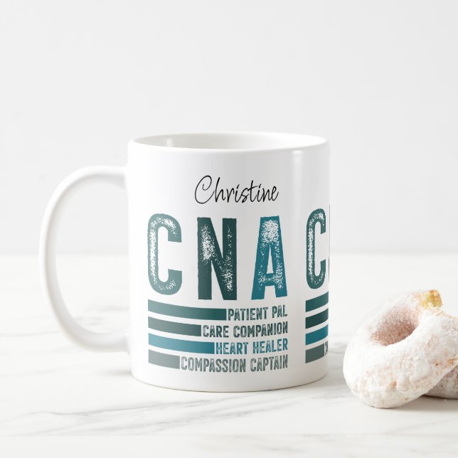 Mug Infirmière personnalisée Retro CNA (Avec donut)