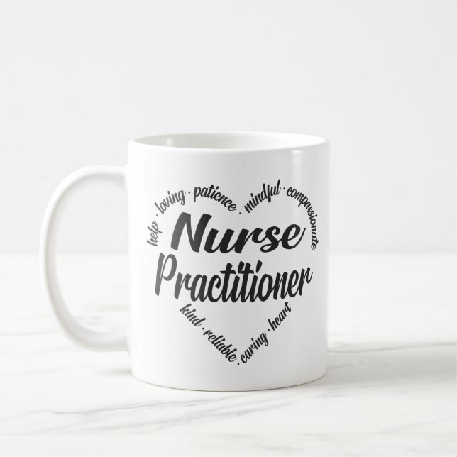 Mug Infirmière Praticien Mot de Coeur Nuage (Gauche)