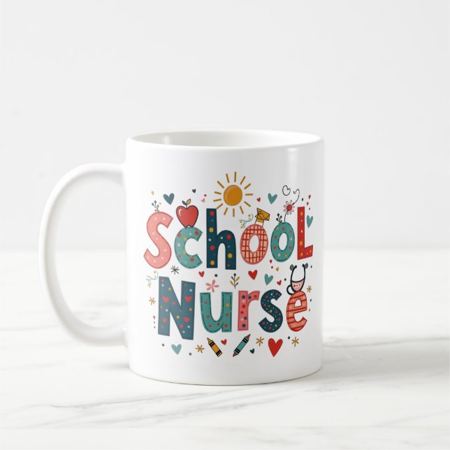 Mug Infirmière Scolaire Fantaisiste – Nom Personnalisé (Gauche)
