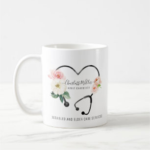 Mug Infirmière soignante Stethoscope floral