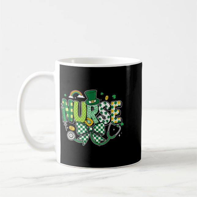 Mug Infirmière St Patrick Cute Stethoscope RN Soins In (Gauche)