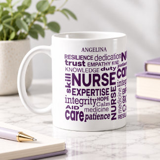 Mug Infirmière Valeurs Texte Violet Tout Autour Person