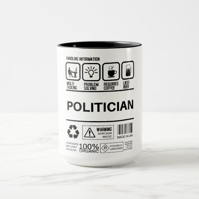 Mug Informations de manipulation politicienne amusante (Centre)