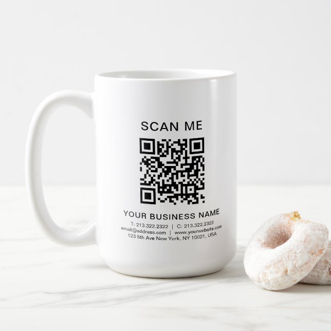 Mug Informations professionnelles personnalisées QR Co (Avec donut)