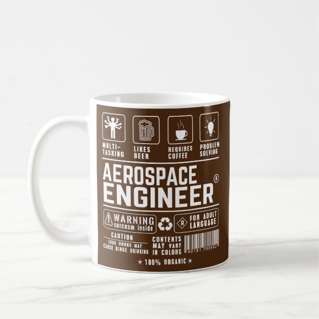 Mug Ingénieur aérospatial Café à bière multitâche (Gauche)