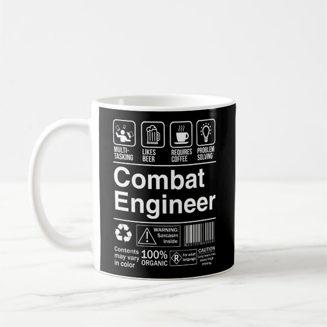Mug Ingénieur de combat Produit Étiquette Drôle cadeau (Gauche)