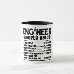 Mug Ingénieur drôle Tarifs horaires