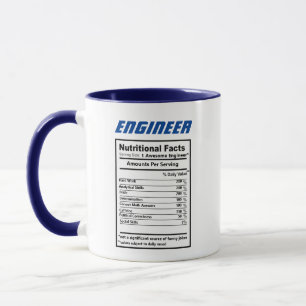 Mug Ingénieur Faits nutritionnels Blagues Puns Drôle C