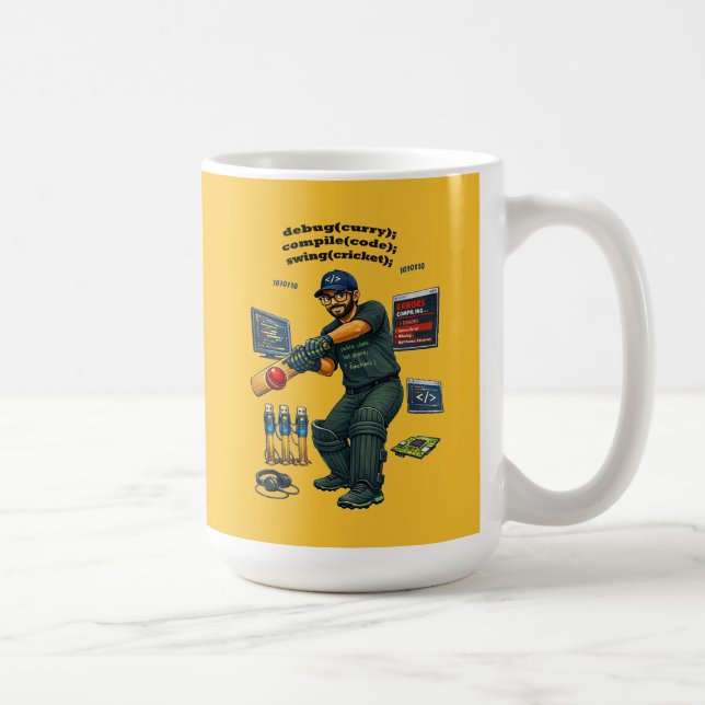 Mug Ingénieur logiciel indien codeur jouant au cricket (Droite)