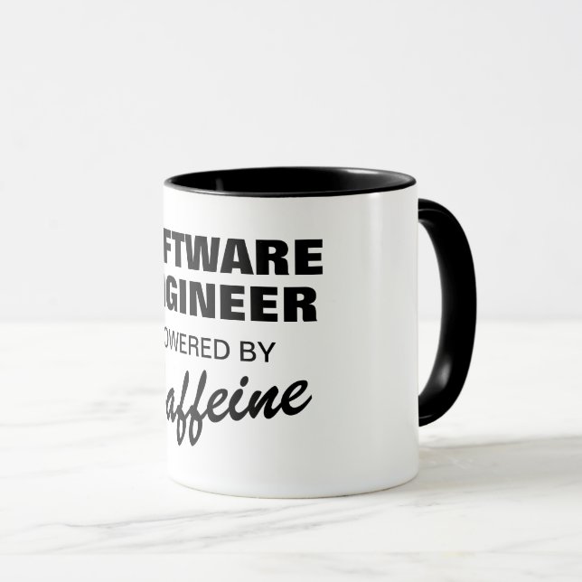 Mug Ingénieur logiciel propulsé par la caféine drôle c (Devant droit)