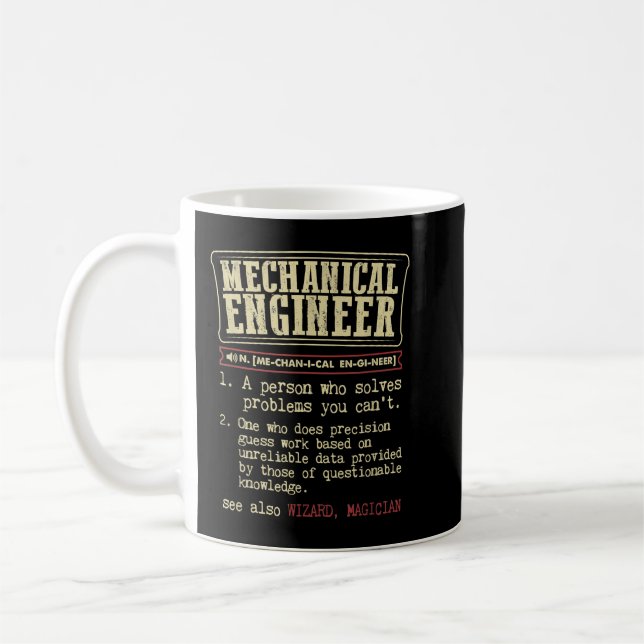 Mug Ingénieur mécanique Drôle Définition du dictionnai (Gauche)