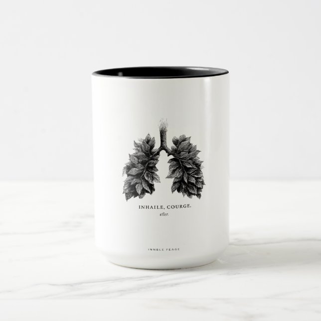 Mug "Inhale Courage" Art conceptuel | Poumons faits de (Centre)