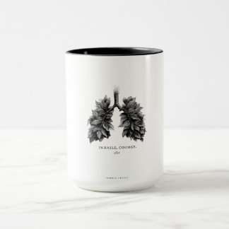 Mug "Inhale Courage" Conceptual Art | Lungs Made of Le