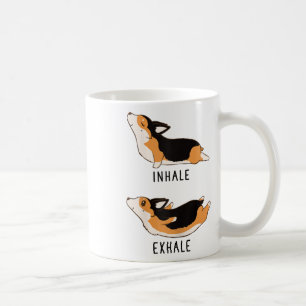Mug Inhale Exhale Yoga Corgi tricolore 