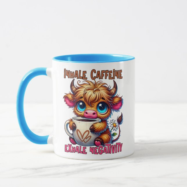 Mug Inhaler la caféine, exhaler la négativité  (Gauche)