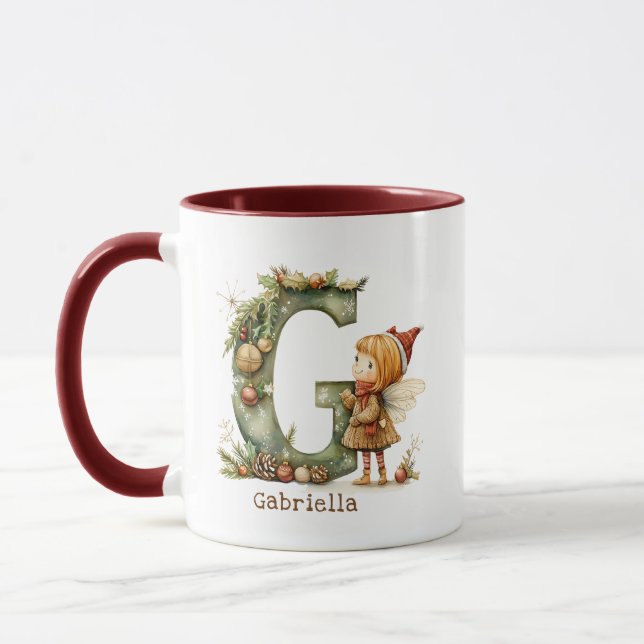 Mug Initia Whimsical Fée de Noël personnalisée (Gauche)