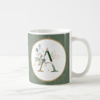 Mug Initial A Gold Green