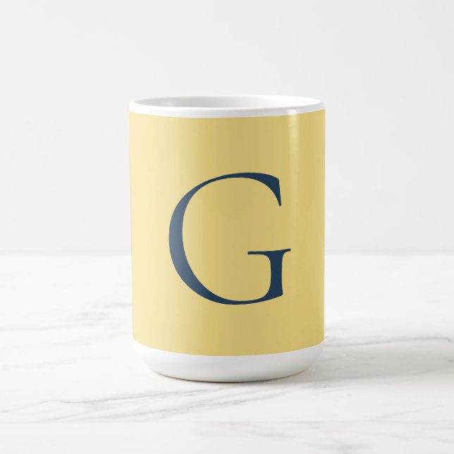 Mug Initial Letter Monogram Jasmine Slate Grey Plain (Centre)