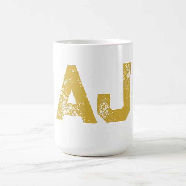 Mug Initial Letters Monogram Gold Color Plain Simple (Centre)