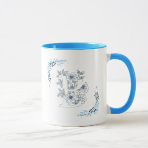 Mug Initiale "B" Blue Monogram Calme Floral Café