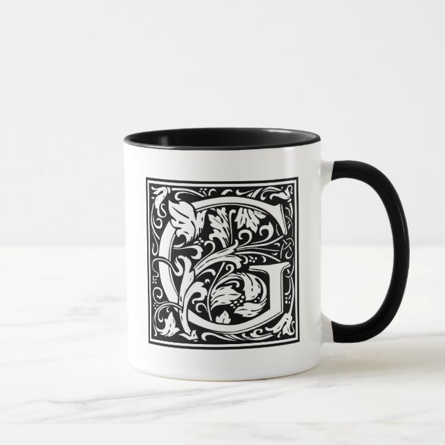 Mug Initiale décorative "G" de lettre (Droite)
