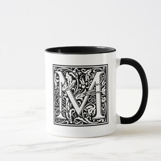 Mug Initiale décorative "M" de lettre (Droite)