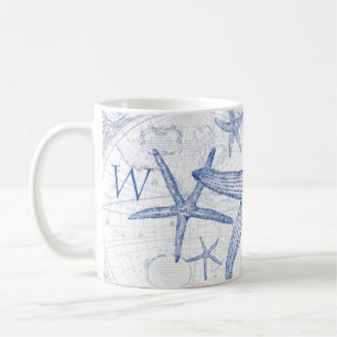 Mug Initiale décorée d'un monogramme d'étoiles de mer