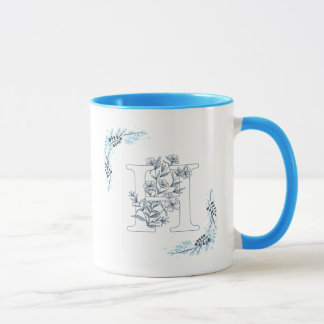 Mug Initiale "H" Blue Monogram Calme Floral Café
