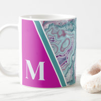 Initiale Monogramme Rose Turquoise Personnalisée