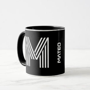 Mug Initiale & Nom personnalisés   Monogramme noir mod