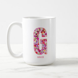 Mug Initiale personnalisée Monogramme lettre florale