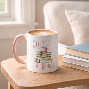 Mug Initiale Poignée Rose pour Amoureux des Livres