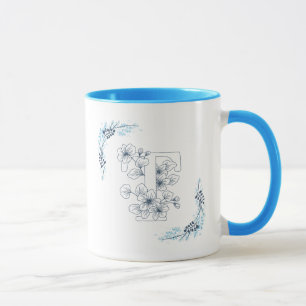 Mug Initiale "T" Blue Monogram Calme Floral Café