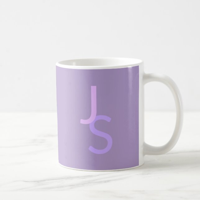 Mug Initiales chevauchantes modernes monogrammées | Vi (Droite)