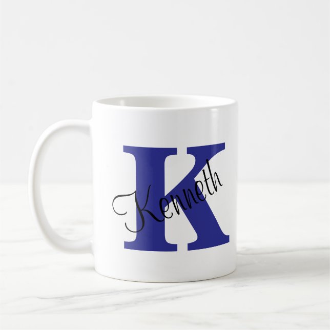 Mug Initiales classiques et élégantes et nom Marine Bl (Gauche)