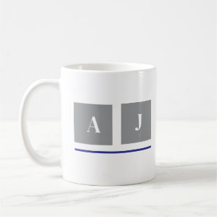 Mug Initiales classiques grises et blanches