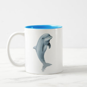 Mug Initiales Dauphin Mignon Moderne et Turquoise