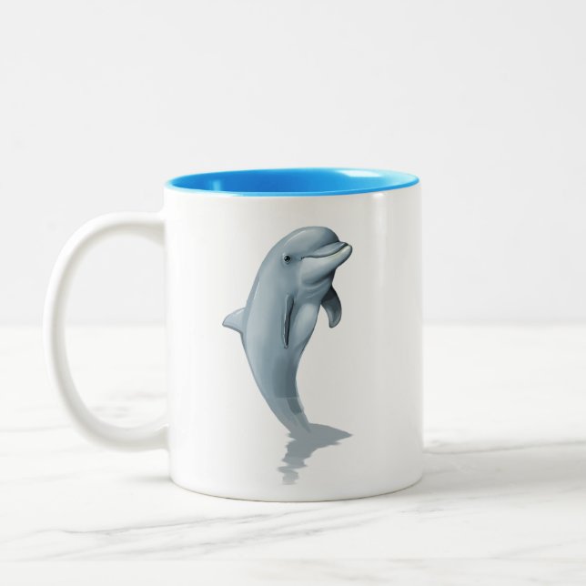 Mug Initiales Dauphin Mignon Moderne et Turquoise (Gauche)