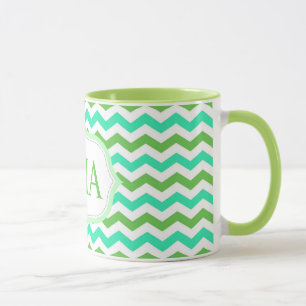 Mug Initiales de monogramme chevron tendance, cool, fr