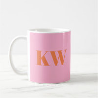 Initiales de monogramme personnalisées rose orange