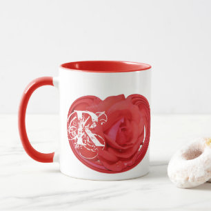 Mug Initiales de monogramme Rose Fleur Personnalisée