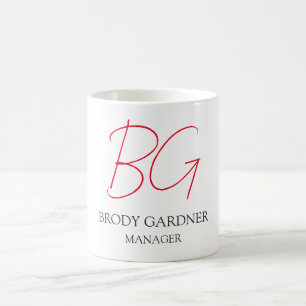 Mug Initiales de monogramme rouge minimaliste moderne