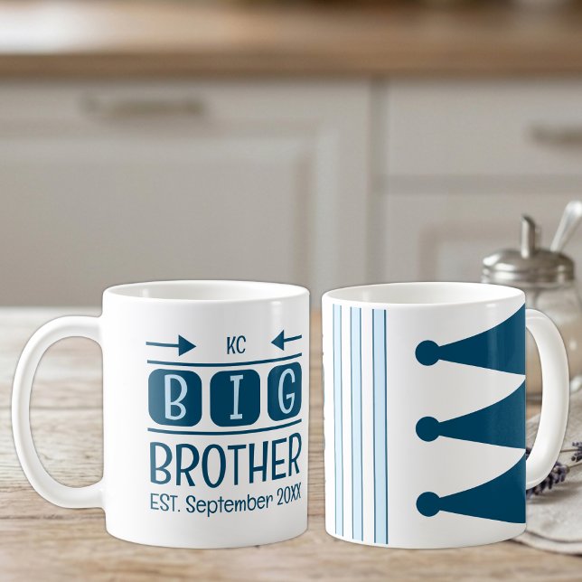 Mug Initiales du grand frère mois année bleu (Créateur téléchargé)