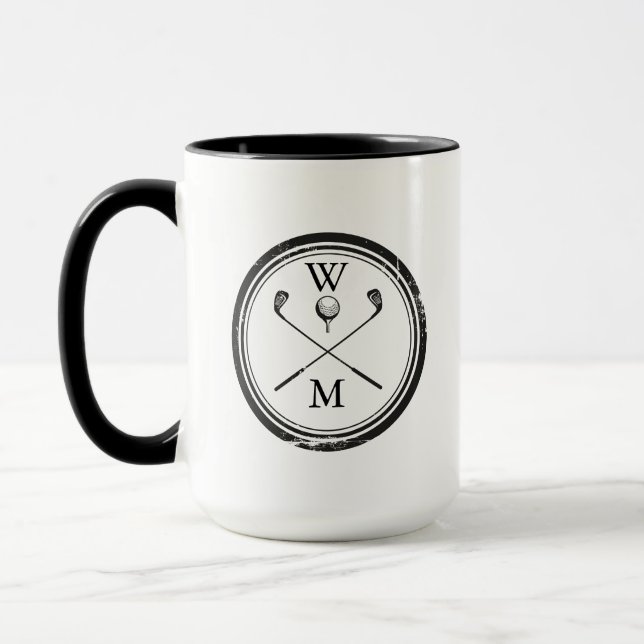 Mug Initiales Monogramme Moderne Noir et Blanc (Gauche)