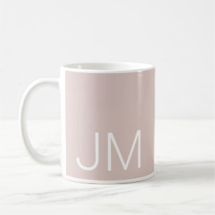 Mug Initiales Monogrammées Surdimensionnées Rose Pâle
