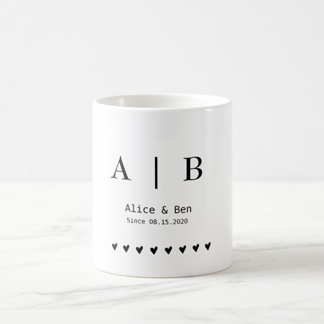 Mug Initiales personnalisées & Boug Date - Couples per (Centre)