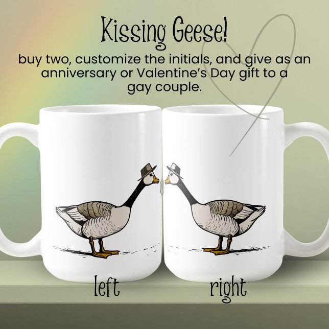 Mug Initiales personnalisées de l'oie de baiser Couple (Créateur téléchargé)