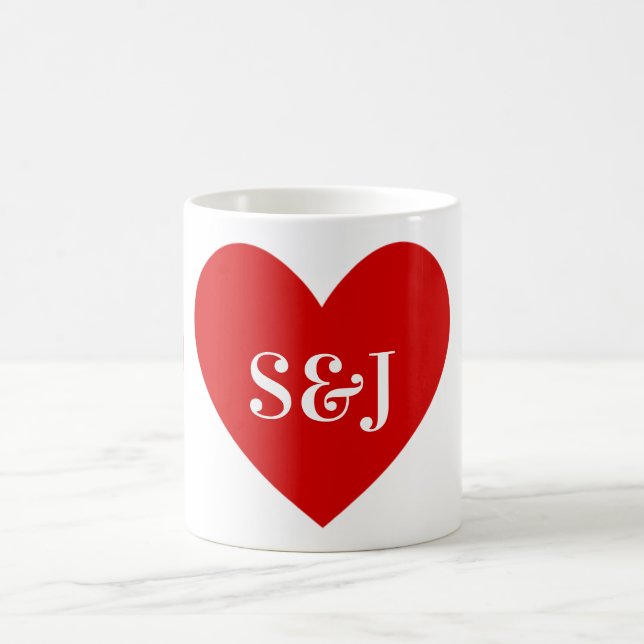 Mug Initiales personnalisées Forme simple de coeur rou (Centre)